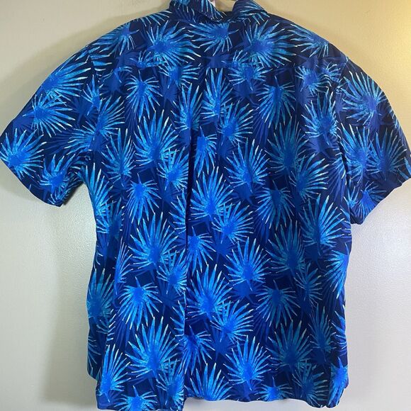 Vineyard Vines  Shirt Men 2XL Blue Floral Leaves Tropical Hawaiian Short Sleeve - Picture 7 of 11